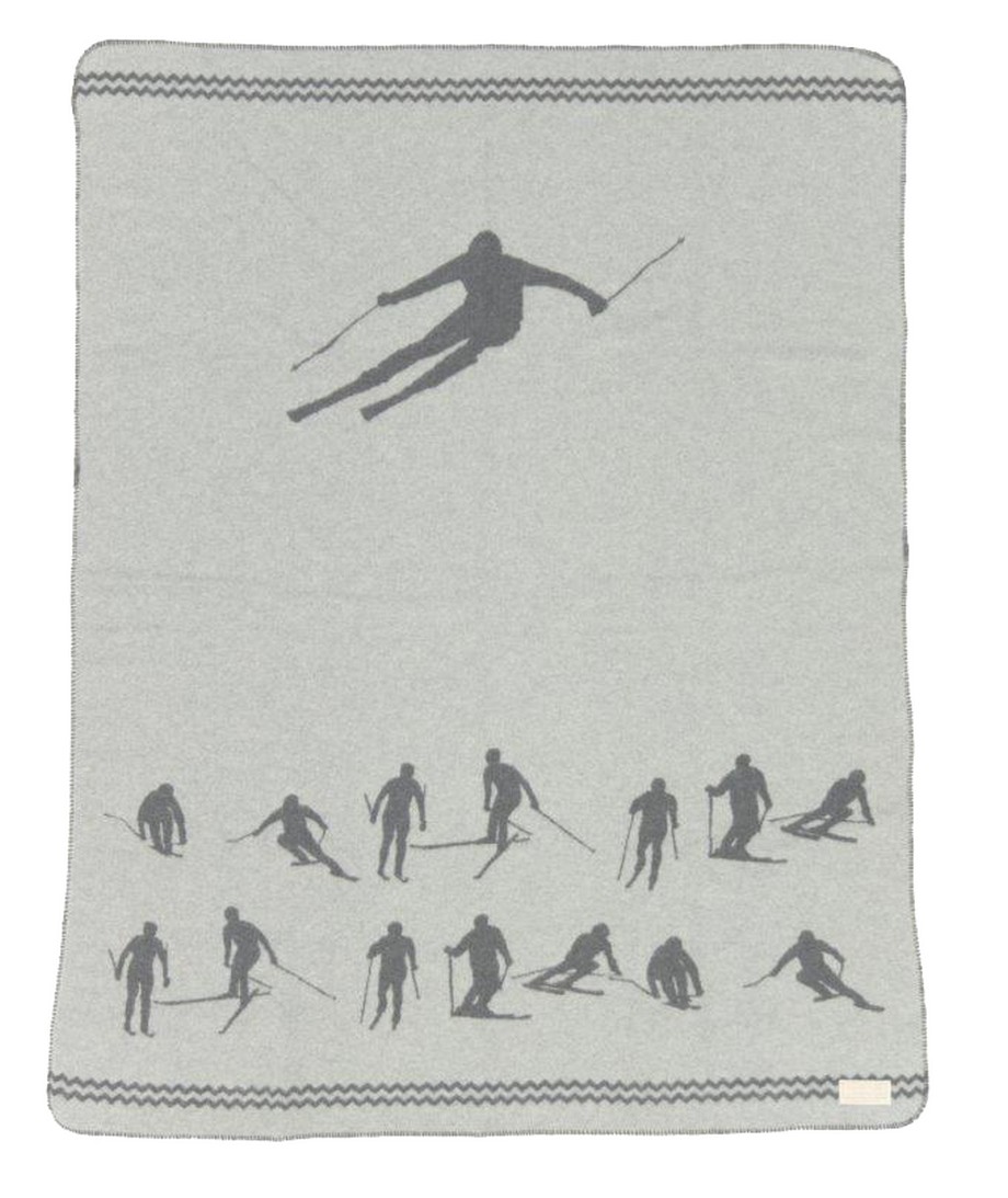 Wolldecke Skifahrer grau 140 x 185 cm