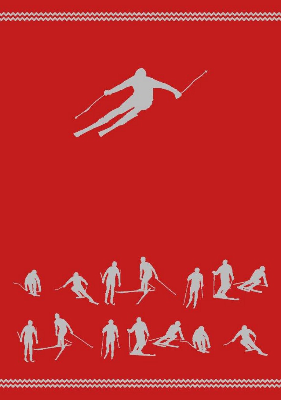 Wolldecke Skifahrer rot 140 x 185 cm