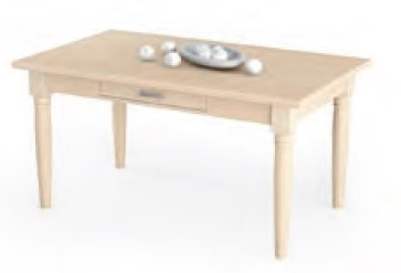 4-Fuß-Tisch mit Schublade, 150 x 90 cm, Fichte massiv