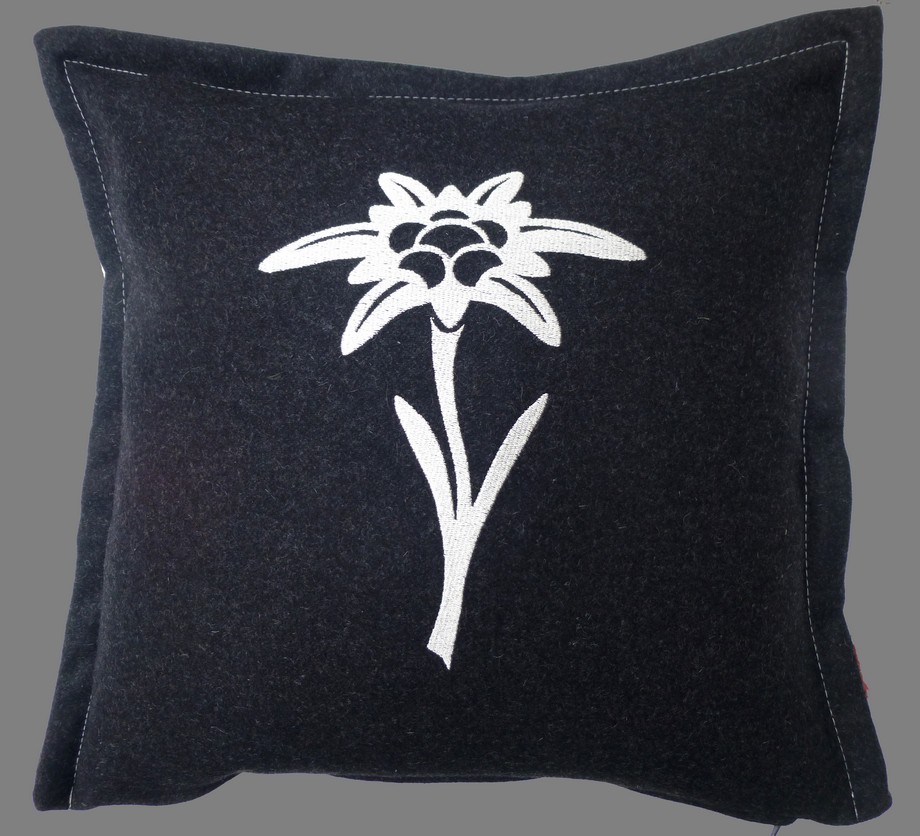 Kissen Loden Edelweiß anthrazit 40/40cm