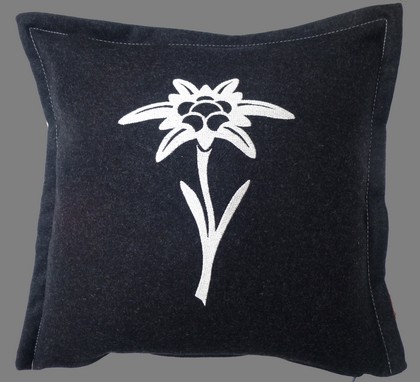Kissen Loden Edelweiß anthrazit 40/40cm