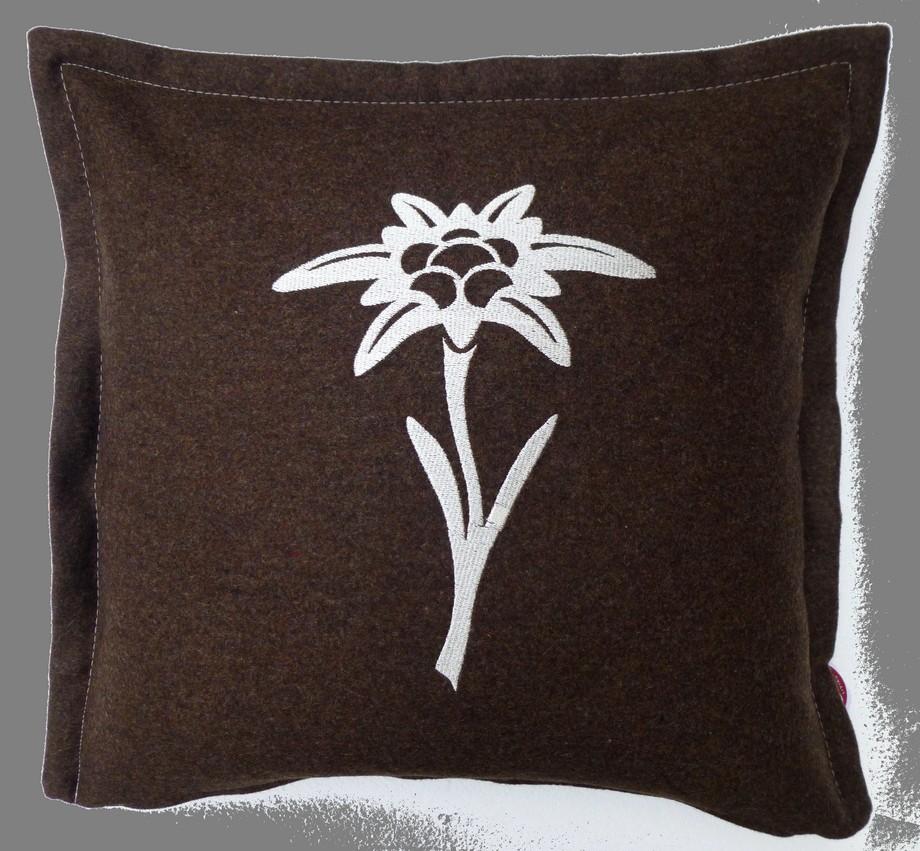 Kissen Loden Edelweiß braun 40/40cm