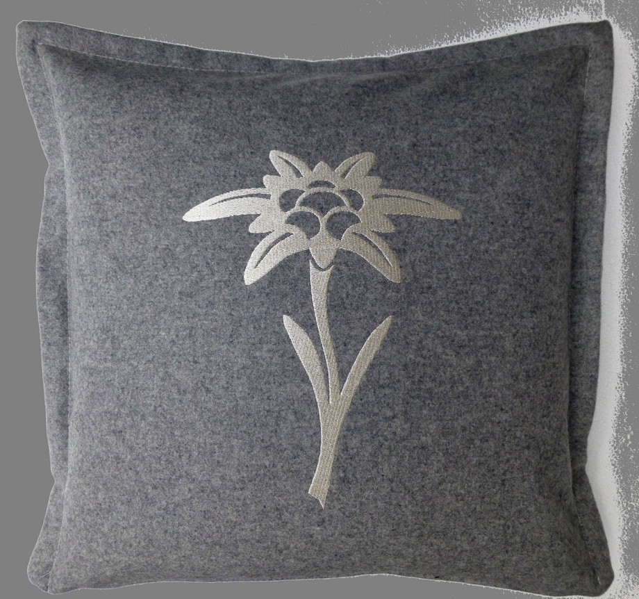 Kissen Loden Edelweiß grau 40/40cm