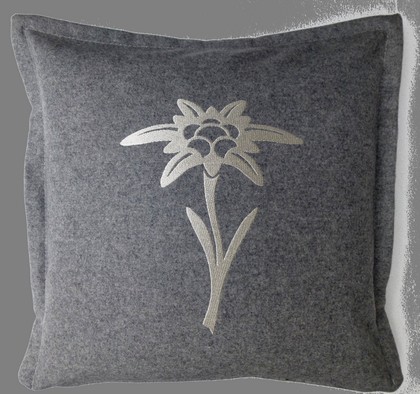 Kissen Loden Edelweiß grau 40/40cm