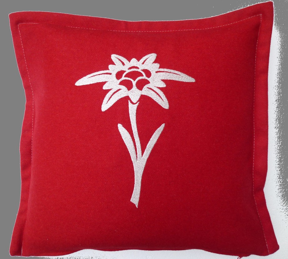 Kissen Loden Edelweiß rot 40/40cm