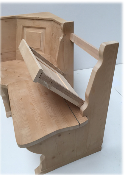 Eckbank Amberg Piccolo 125/165 cm, solo, mit Truhe, Rücken abklappbar
