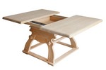 Jogl-Tisch Landau ausziehbar, Fichteplatte 120/120 (160), mit Schubladen, Einlegeplatte 40 cm