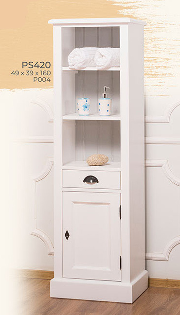 Bad-Einrichtung, Schrank mit 1 Tür, 1 Schublade, Kiefer massiv