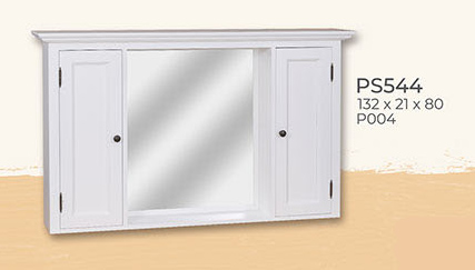 Bad-Einrichtung, Spiegel-Oberschrank mit 2 Türen, Kiefer massiv