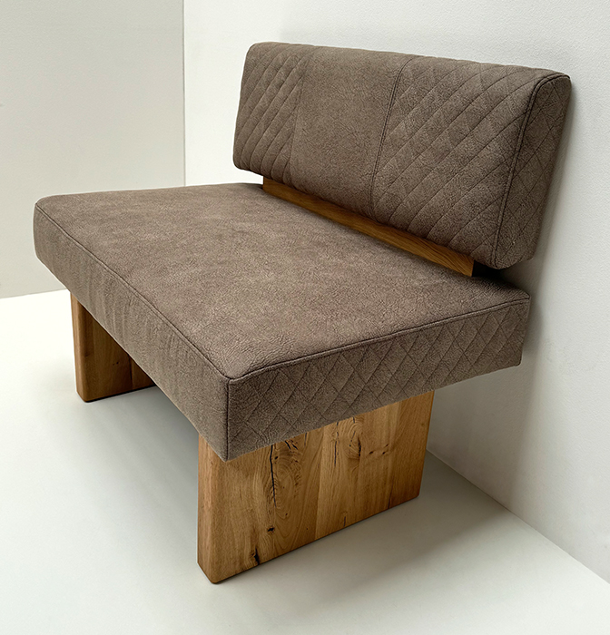 Einzelbank, Bankteil, Sitzbank GRACE Vollpolster 100 cm, Wildeiche lackiert, Bezug Stratos 9120