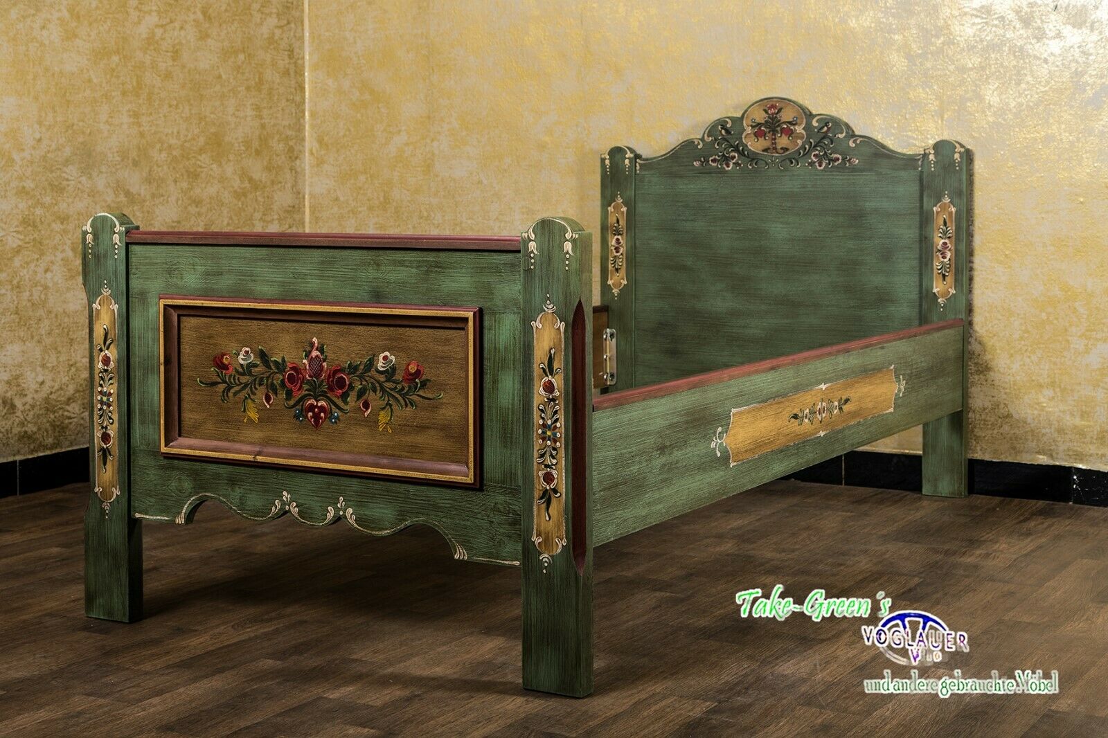 Voglauer Anno 1800 Altgrün Einzelbett