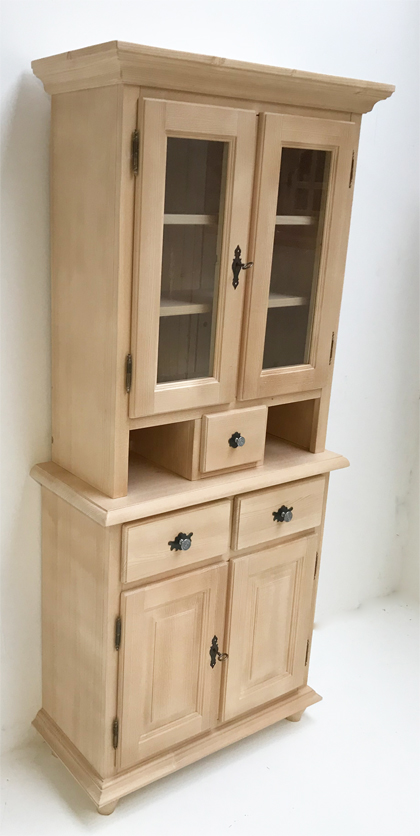 Küchen Schrank Buffet Vitrine Glas Landshut Bamberg 2-trg. Problemlöser, 80 cm mit geradem Kranz