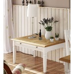 Couchtisch 70/110 cm, mit Schubladen, Holzplatte, natur, weiss