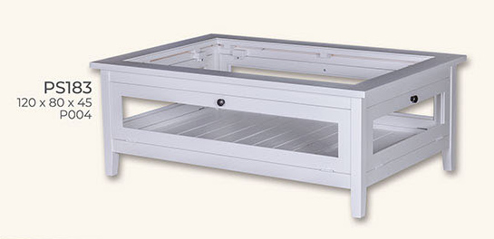 Couchtisch, Kiefer massiv  mit Glas, 120/80
