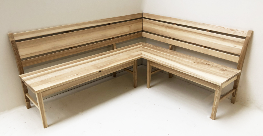 Eckbank Iseo 190/160 cm, Kernesche, Polster genäht, Dust 46 Antracite