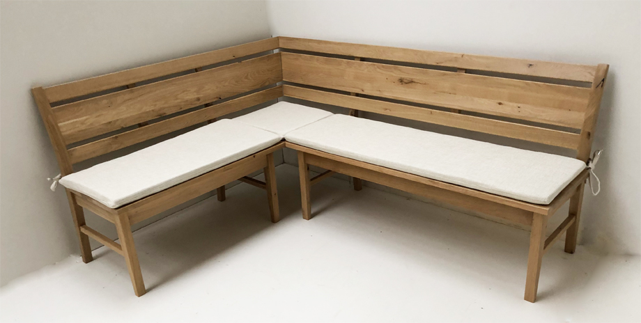 Eckbank Iseo 160/200 cm, Wildeiche, Kissensatz genäht, Natura 802