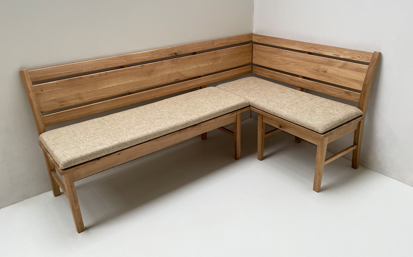 Eckbank Iseo Sondermaß 190/120 cm, Natura 803 Polsterplatte, Sonderlänge , Wildeiche lackiert