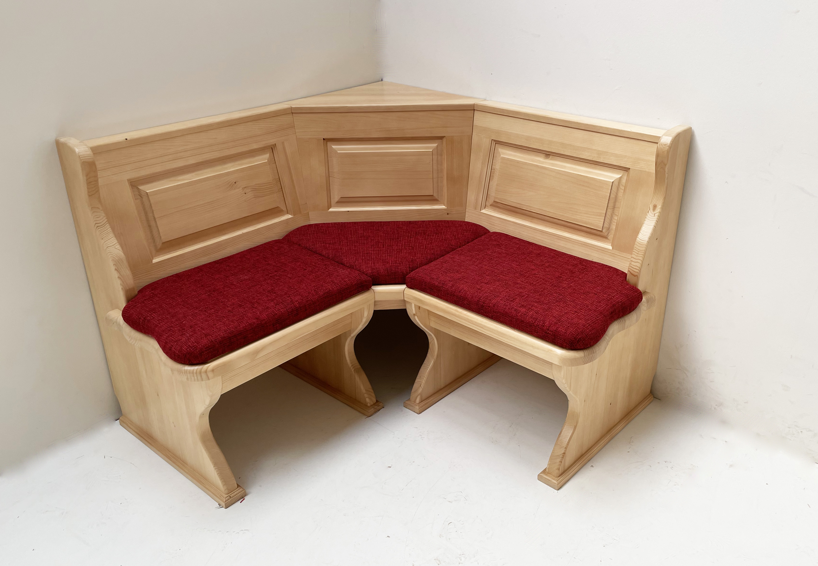 Eckbank Lindau 125/125 mit Truhen aufklappbar, Polstersatz Natura 809 rot