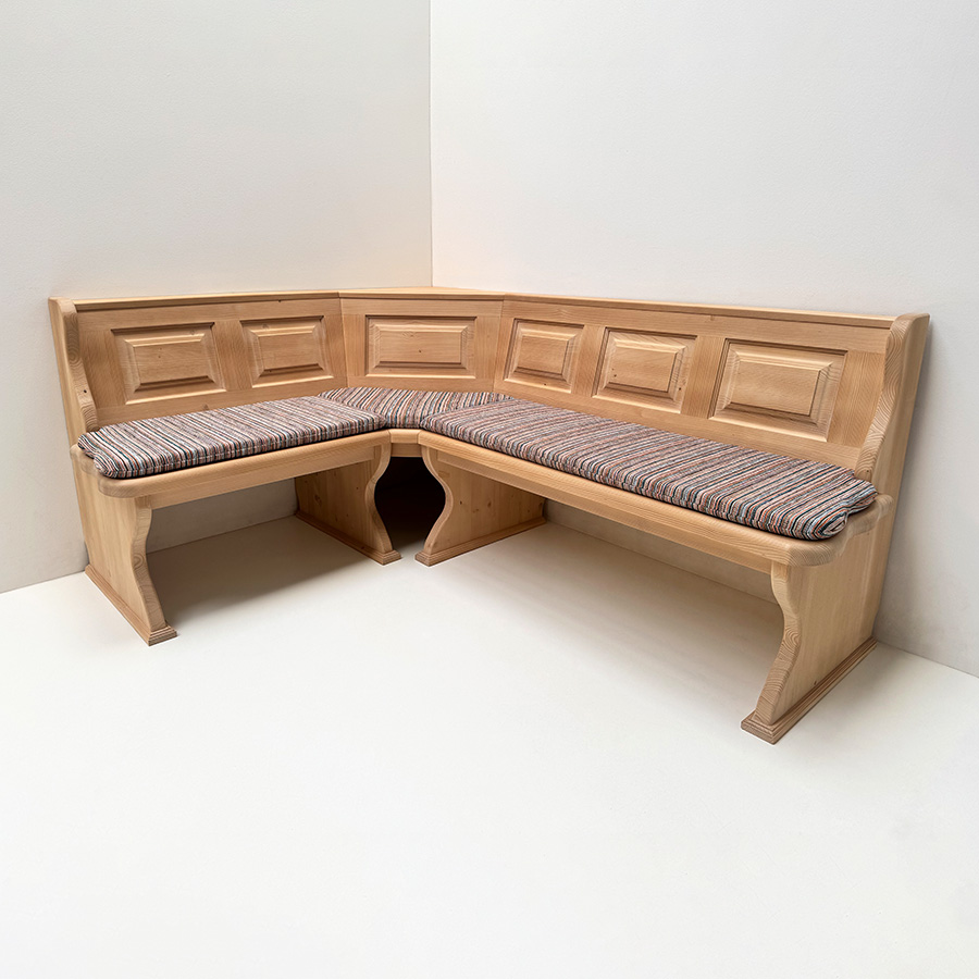 Eckbank Lindau 145/185 ohne Truhen, Höhenkürzung 83 cm, Aussenwangen glatt, gewachst, Salzburg -47