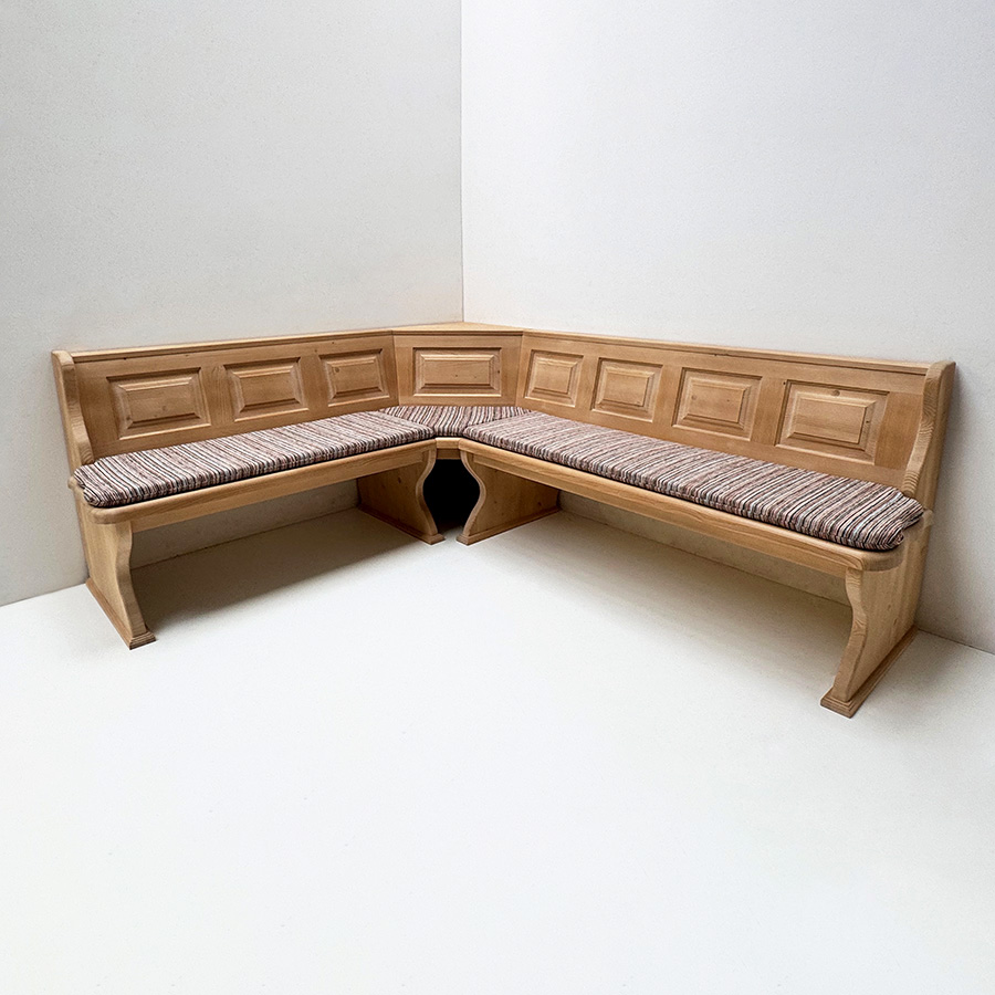 Eckbank Lindau 185/220 ohne Truhen, Höhenkürzung 83 cm, Aussenwangen glatt, gewachst, Salzburg -47