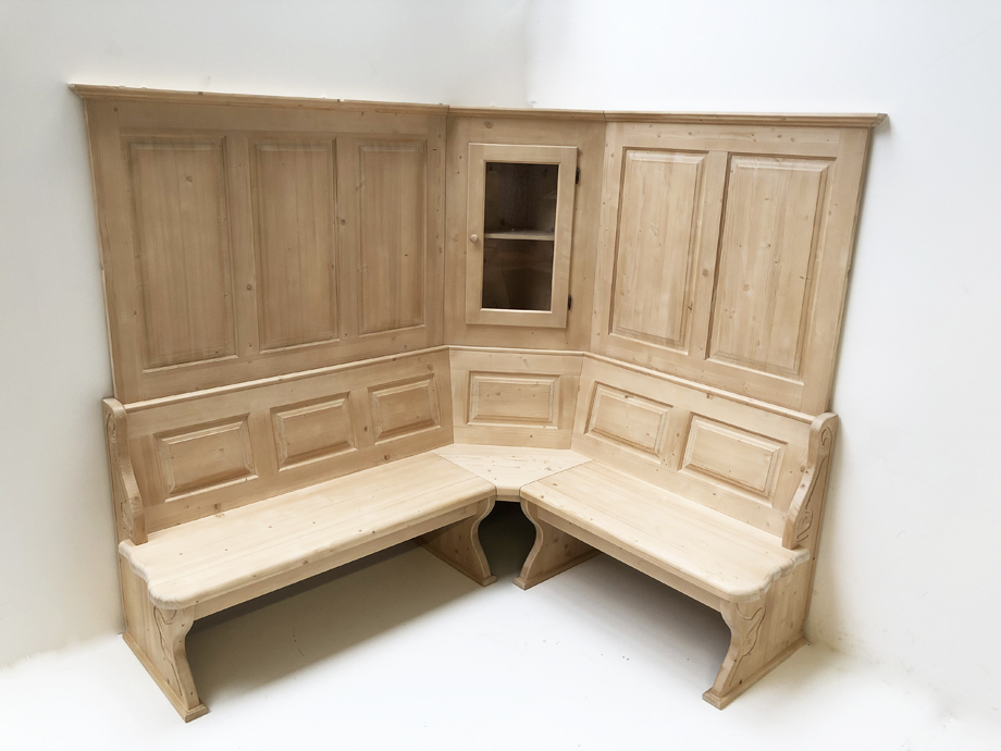 Eckbank LINDAU 195/165 Wandverkleidung mit Eckvitrine