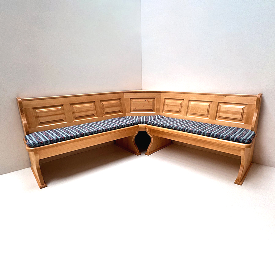 Eckbank Lindau 195/195 mit.Truhen, Außenwangen gerillt, Polstersatz lose genäht Waidhaus blau