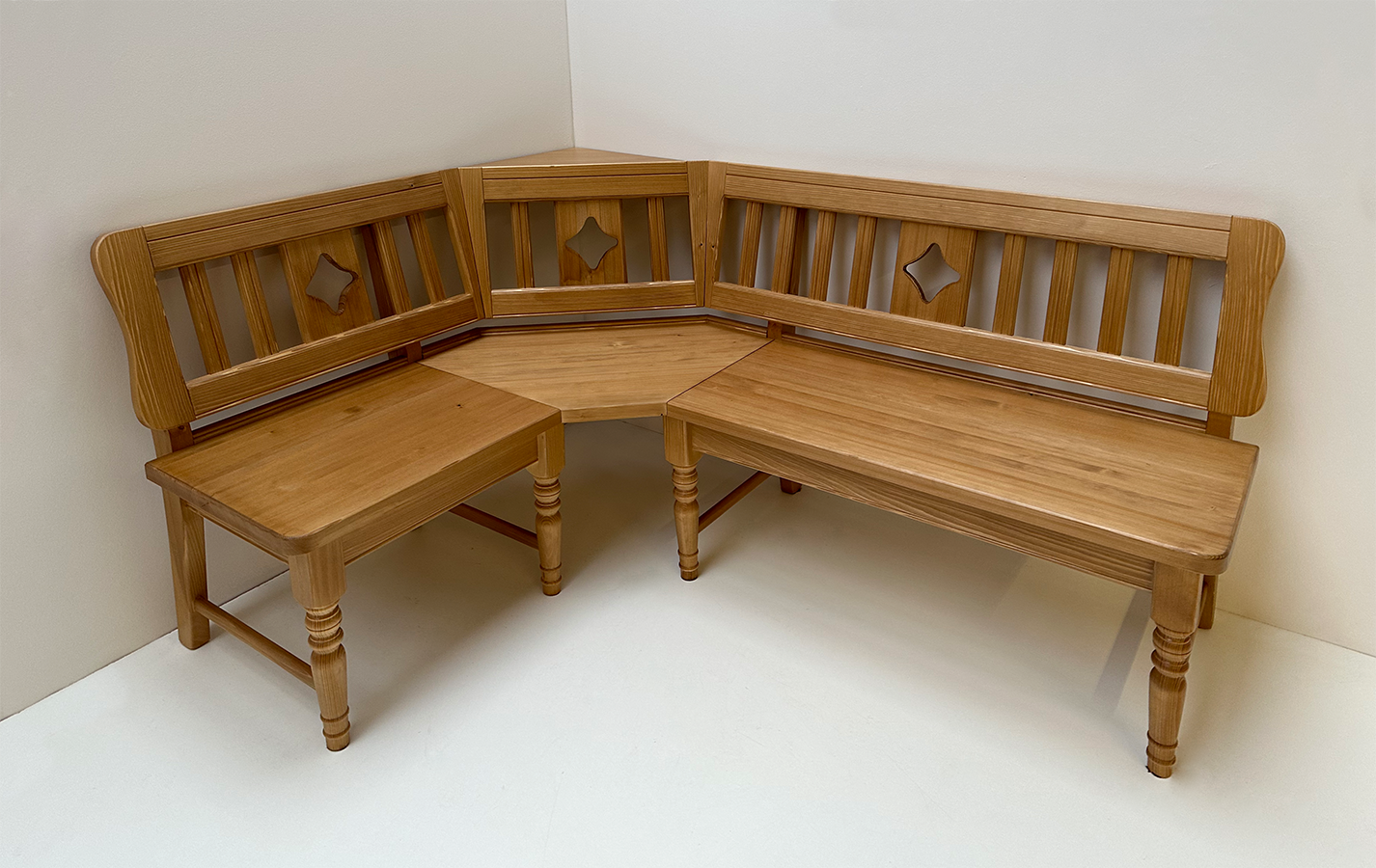 Eckbank Rangau 1125/165 mit Sprossen, Fichte, Antik hell