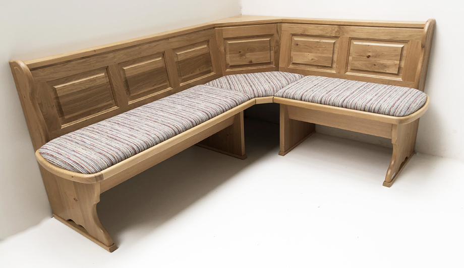 Eckbank Tegensee 189/149 cm, Truheneckbank, Eiche, Polsterplatte Stoff Salzburg RE