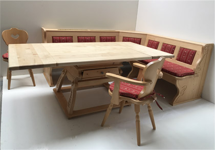Eckbankgruppe Lindau 210/200, mit Jogl-Tisch, Kassettenpolster TS-1667, Stuhl, Armlehnstuhl