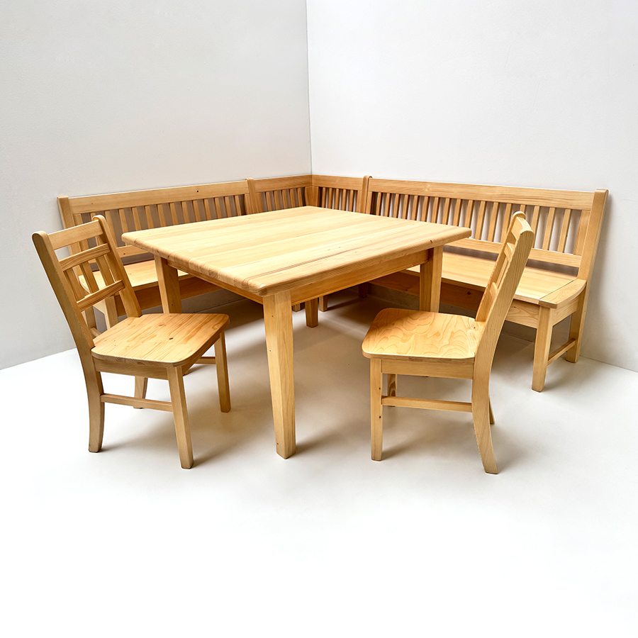 Eckbankgruppe Nürnberg Fichte, 190/220 cm, Tisch 120/120 cm Verschiebeplatte, 2 Stühle 3830_3