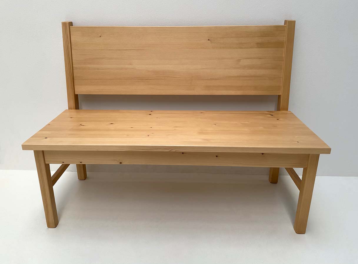 Einzelbank Brühl 120 cm, TYP ME, mit Truhe, Rücken Sprossen schlicht, Rosner lackiert