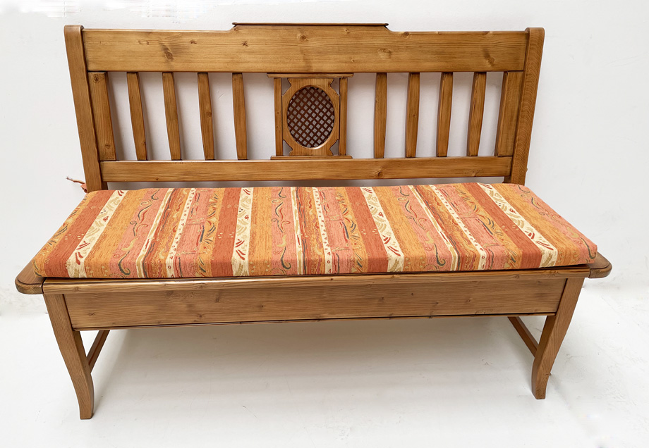 Einzelbank Verona 136 cm mit Truhe, Fichte massiv, Sonderton Asolo lackiert, Polster Pocking terra