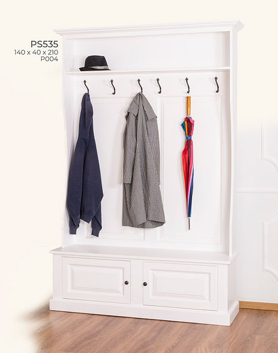 Garderobe mit Hutablage und Unterschrank, 2 Türen, Kiefer massiv