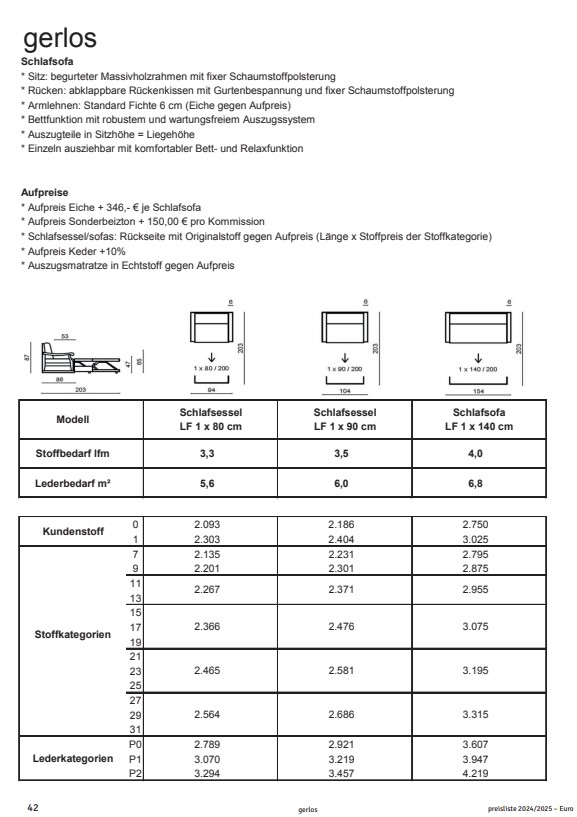 Landhaus Schlafcouch GERLOS, 2 mal ausziehbar