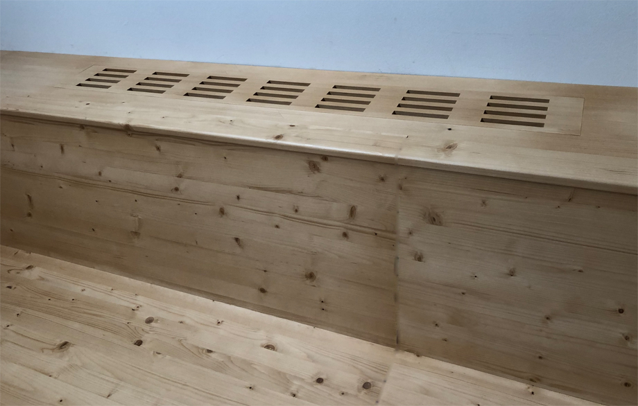 Heizungsgitter Holz Lüftungsschlitze aus Holz für Heizkörper herausnehmbar, bündiger Einnbau