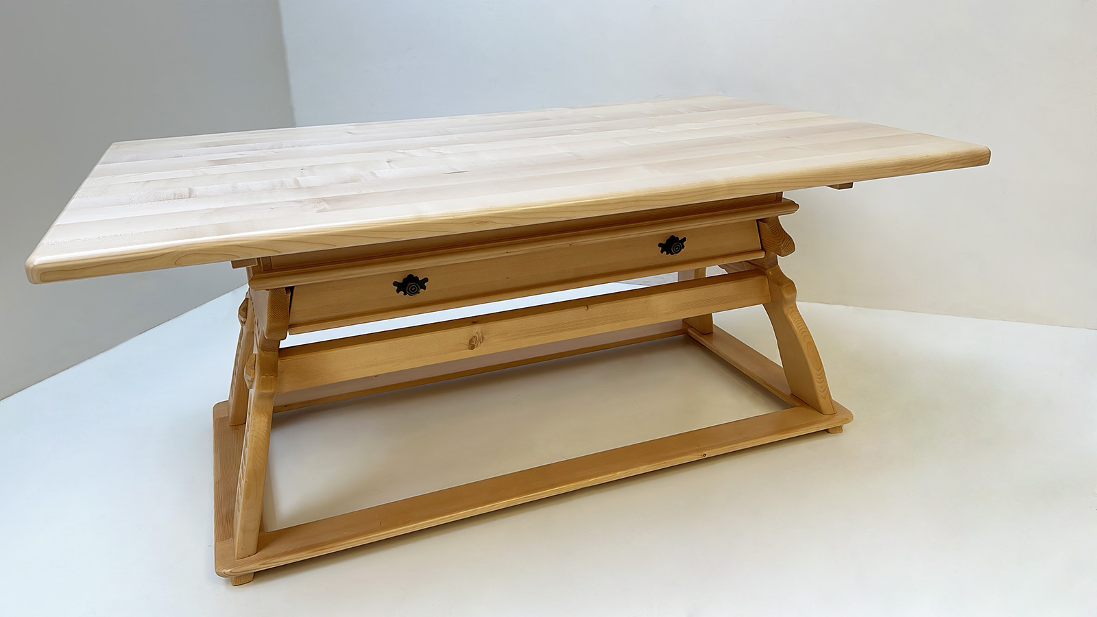 Jogl-Tisch Landau Sondermaß 110/180 cm, Ahornplatte, mit Schubladen