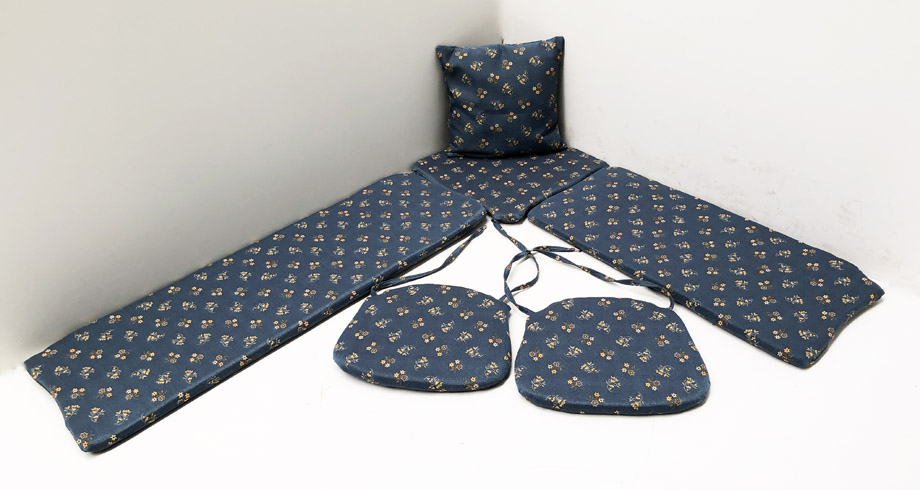 Kissensatz genäht Eckbankgruppe Amberg  klein 185/150, Mülheim Streublume blau