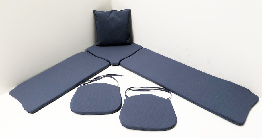 Kissensatz genäht Eckbankgruppe Amberg klein 150/185, Wels blau