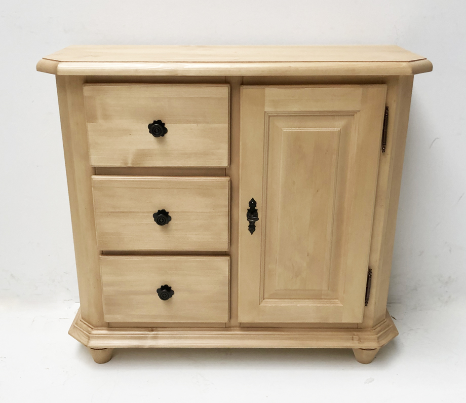 Anrichte Kommode Füssen 1-trg., 3 Schubladen, abgeschrägte Ecken