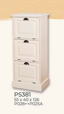 Anrichte Kommode Sideboard, 3 Klappen, Kiefer massiv, zweifarbig antik lackiert