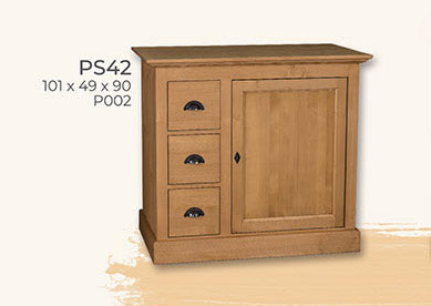 Anrichte Kommode Sideboard, 3 Schubladen, 1 Tür, Kiefer massiv