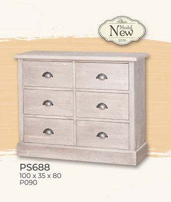 Anrichte Kommode Sideboard, 6 Schubladen, Kiefer massiv