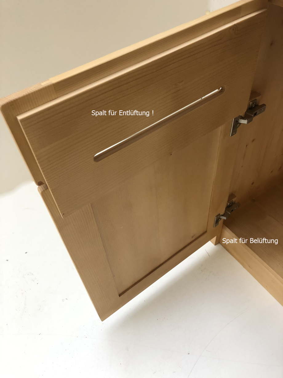 Landhausmöbel Küchen Zeile B100 cm für Kühlschrank und Spüle, Anrichte mit  HPL Platte, Oberschrank