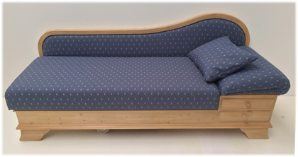 Sofa Liege Garmisch, Kopfteil rechts, Kundl blau ! 38 Lagerstoffe preisgleich