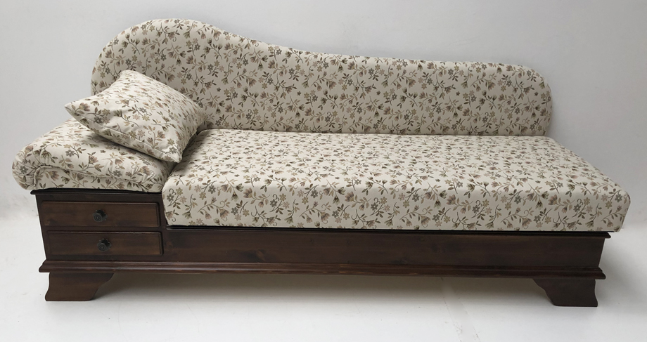 Sofa Liege Chiemgau , mit Tabletteinsatz, Mittelbraun, Adler 12813, Mülheim beige