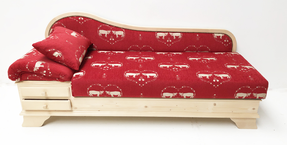 Sofa Liege Garmisch, Kopfteil links, Stoff PERLE Südtirol 50