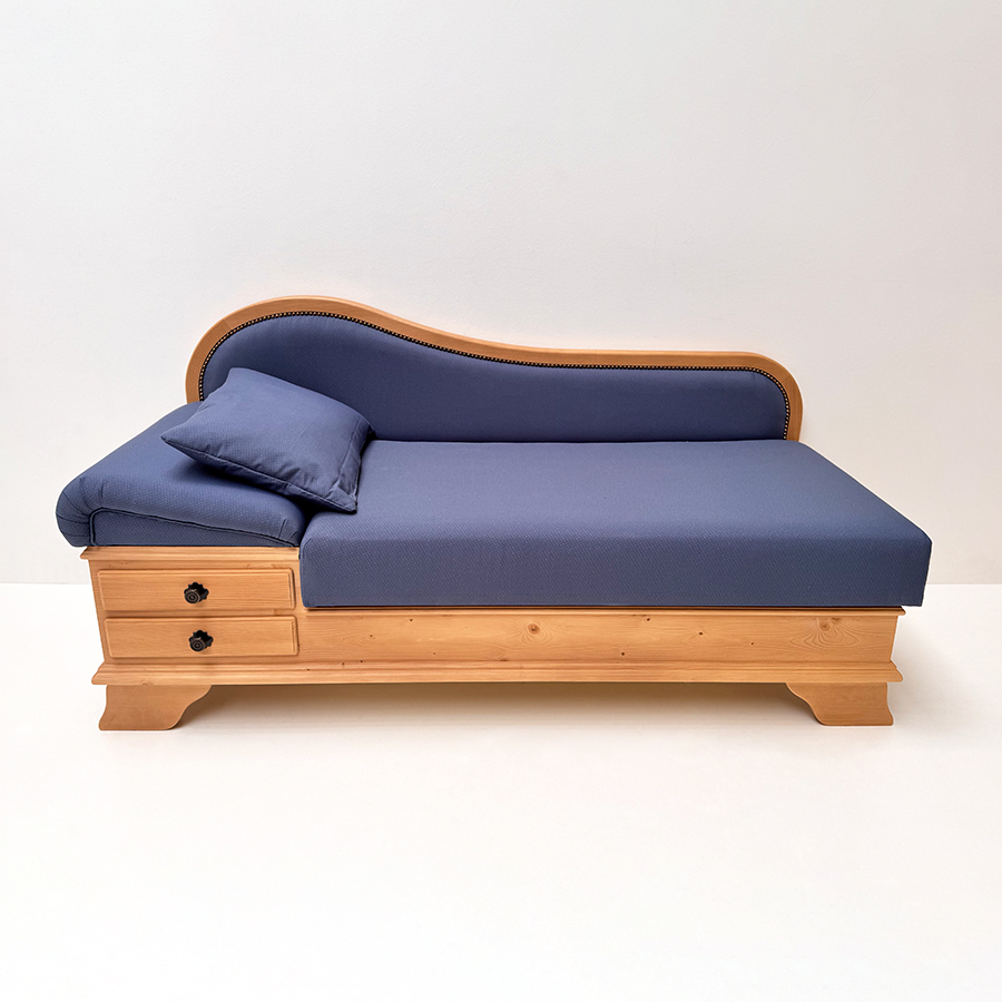 Kurzsofa Liege Garmisch, Sonderlänge 170cm, Kopfteil links, Sitz Wels blau