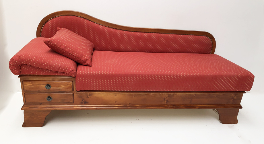 Sofa Liege Garmisch, Kopfteil links, Tisch, Sitzerhöhung 50 cm, Sonderton D320B8 lackiert , TS-2382
