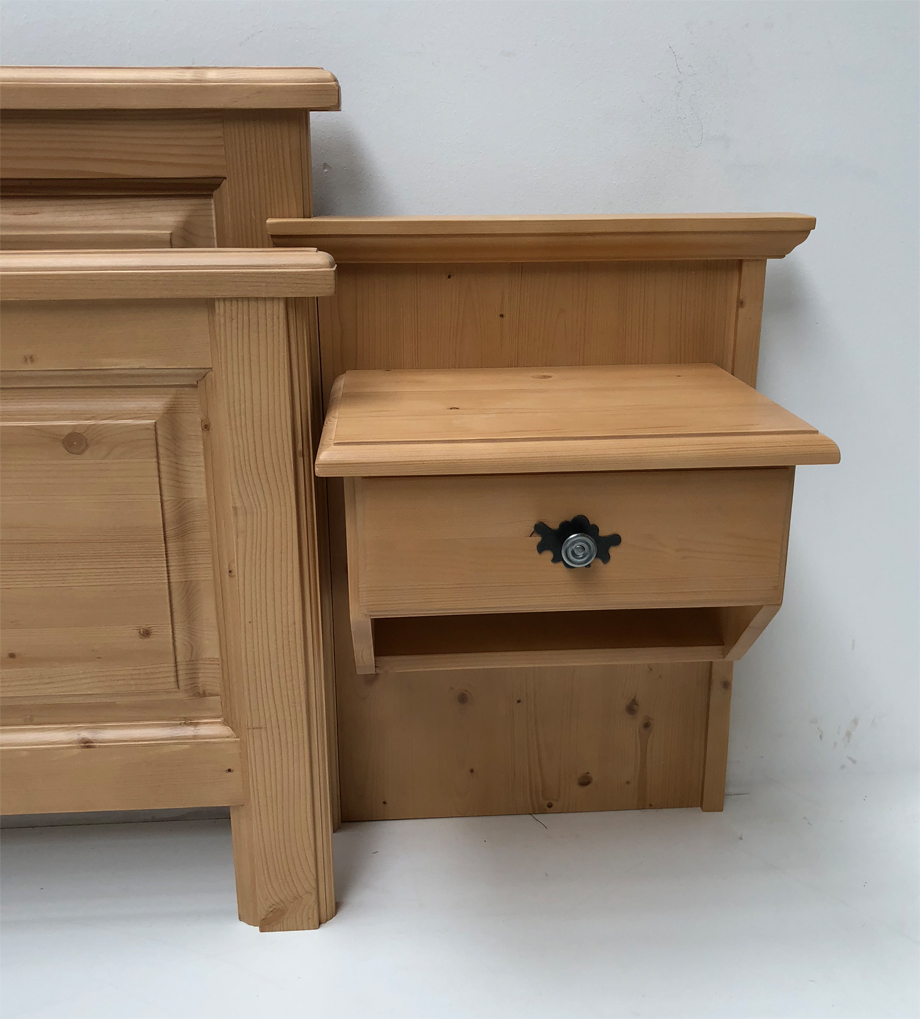 Nachtkonsole Bettkonsole Nachtkommode B 50 Firenze, rechts, H 68 cm, Schubladen und offenes Fach