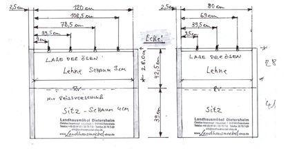 Polstersatz für EKA Eckbank, Sitze, Rücken  und Stühle